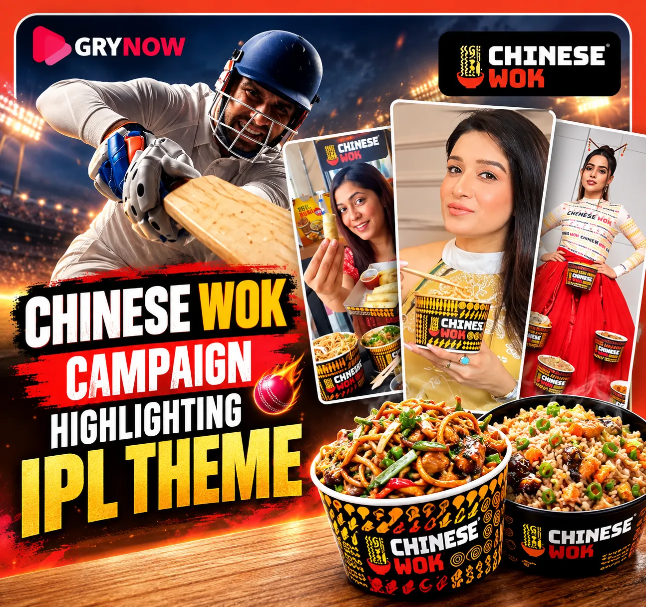 Chinese wok campaign highlighting IPL theme